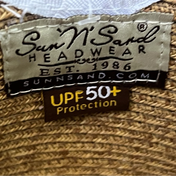 White and Beige Woven Half Brim Sun Hat UPF 50 + - Picture 9 of 10